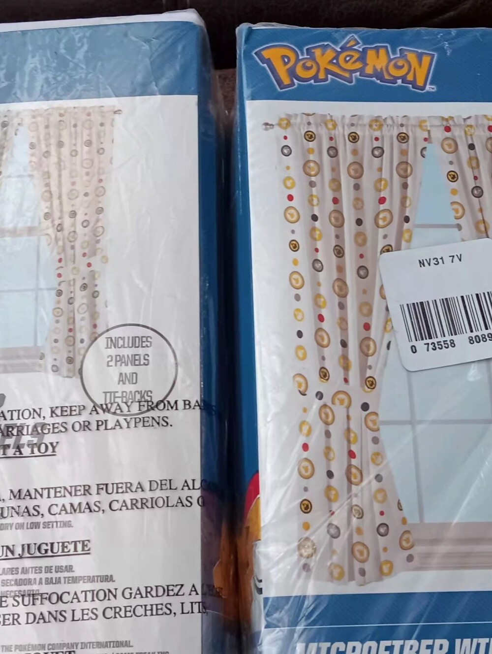 2 Sets Beige Dot Pattern Window Curtain Panels -POKEMON